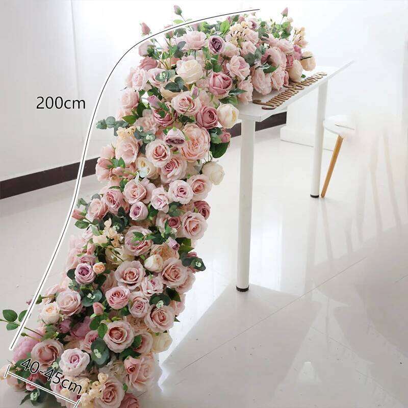 Artificial 2m/1m/50cm Row Table Centerpiece Wedding Rose Peony Mix Flower Backdrop Wall Arches Decor Party Stage Floral Y260130