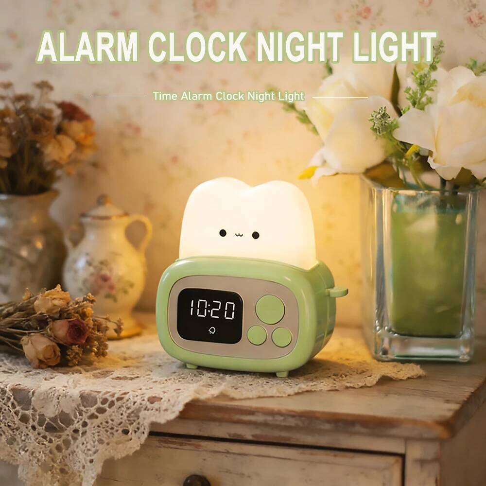 1pc Time toaster night High appearance level Bedside cute sleeping light cartoon mini alarm clock W260130