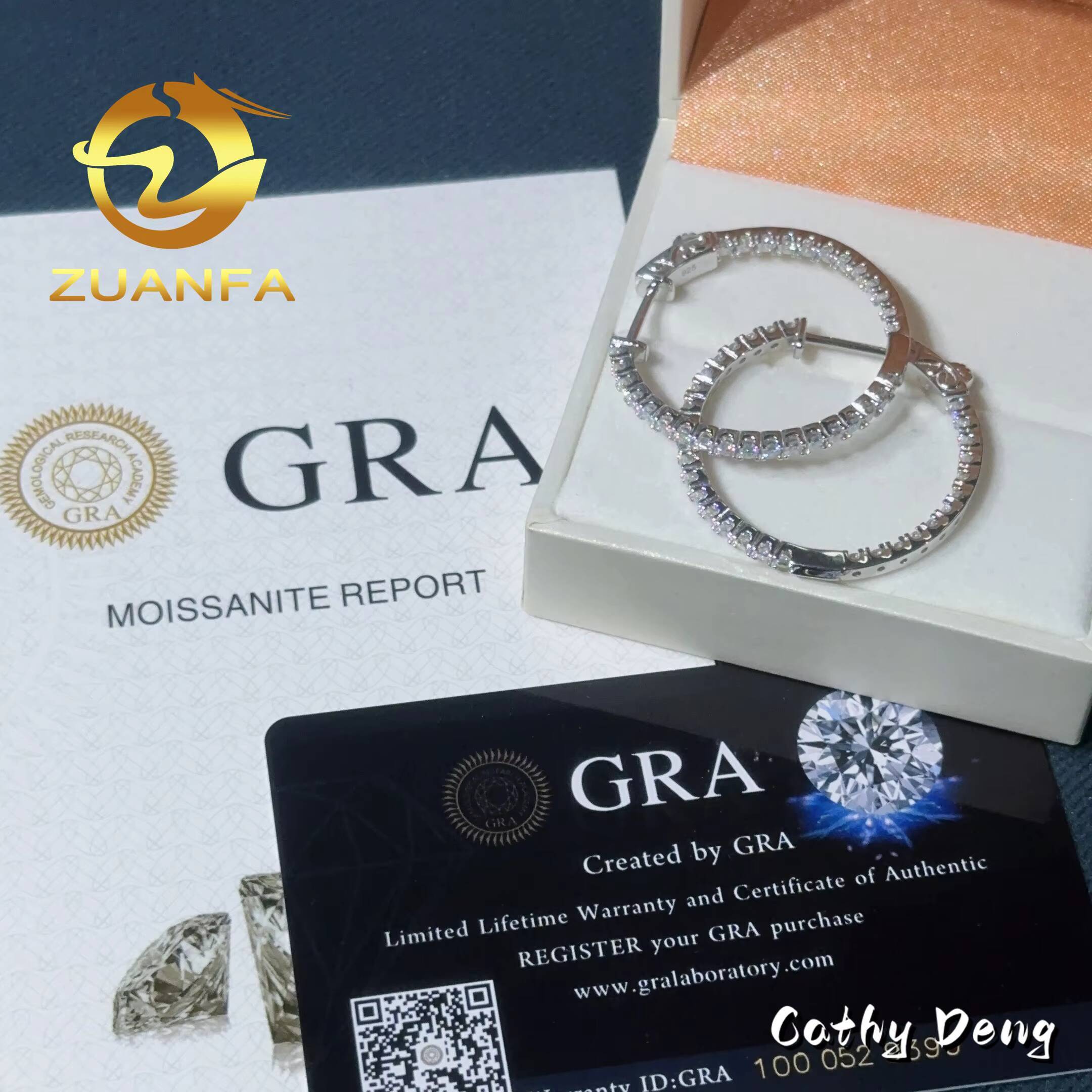 Fashion Women Jewelry Moissanite Earrings 18k Gold Plated 2mm Round Moissanite Earrings Hoop 925 Sterling Silver Crew Back