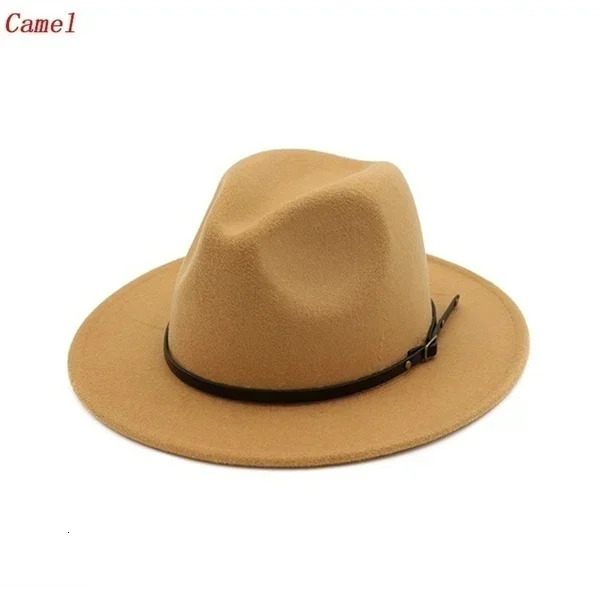 Men Women Vintage Wide Brim Hat Church Party Ladies Felt Jazz Cap Cowboy Party Hat Jazz Hat 260120