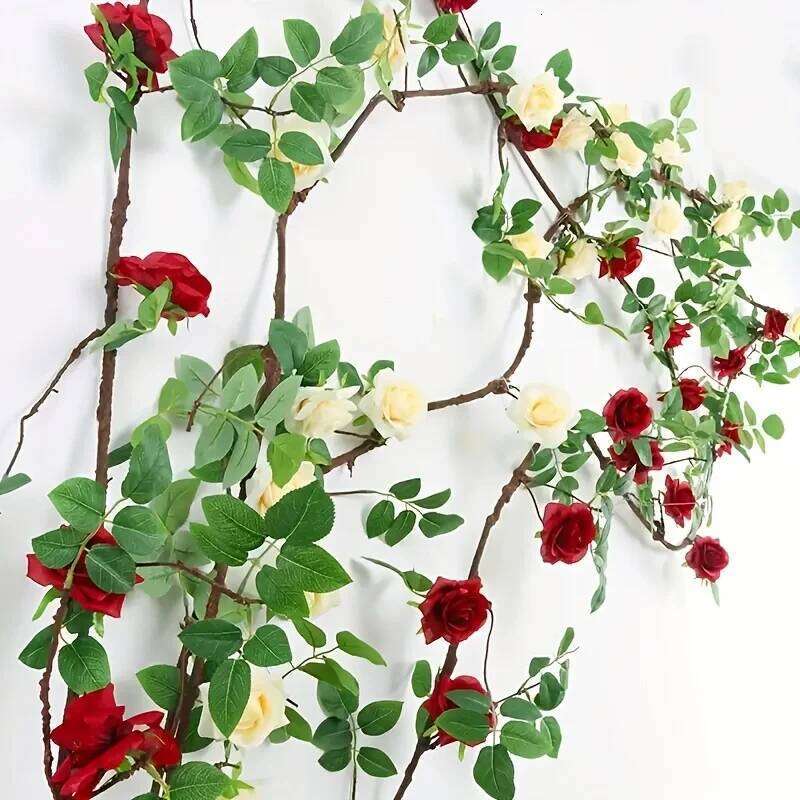 7.87 foot artificial rose vine with 9 lush flowers multi colored hanging ivy garlands, suitable for outdoor gardens and home Y260130