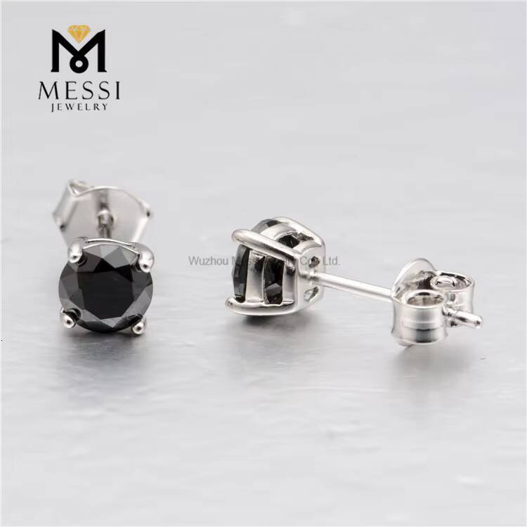 Messi Jewelry 14k/18k Gold/925 Sterling Silver With DEF White Stone Classic 4 Claws Moissanite Stud Earrings