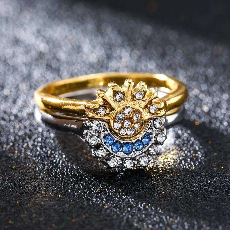 2pc/set Summer Couple Sky Blue Sparkling Moon and Sun Ring 2023 New Women's Stackable Finger Set Engagement Jewelry XJ260130