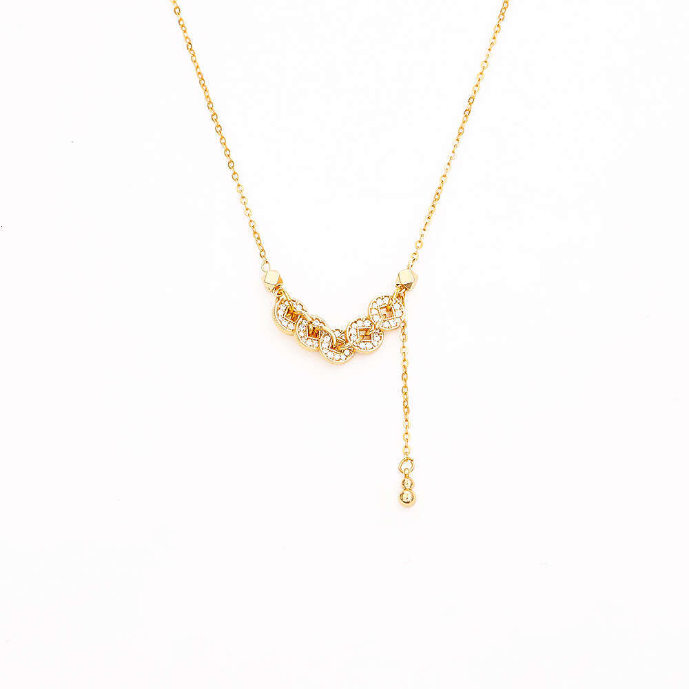 Hot-Selling Five Emperors Money Multi-Chain New High-End Fashion Exquisite Good Luck Collarbone Chain for Women Chinese Style Earrings