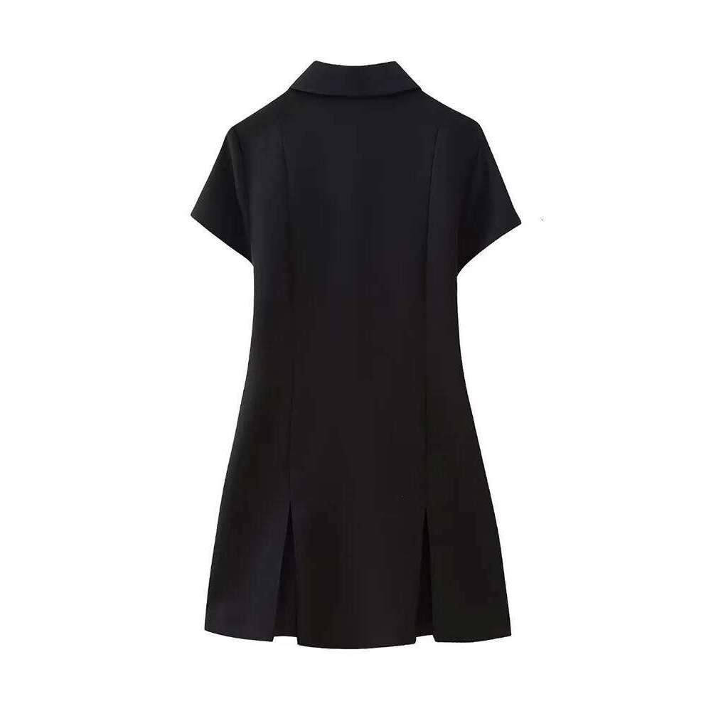 Willshela Women Fashion Solid Pleated Front Zipper Mini Dress Vintage Lapel Neck Short Sleeves Female Chic Lady Dresses XJ260130