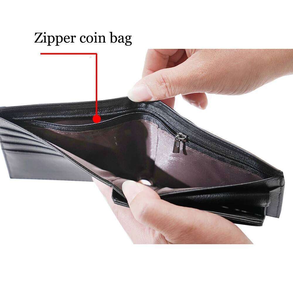Classic RFID anti-theft genuine leather for men's holder zipper coin wallet Money clip Z260130