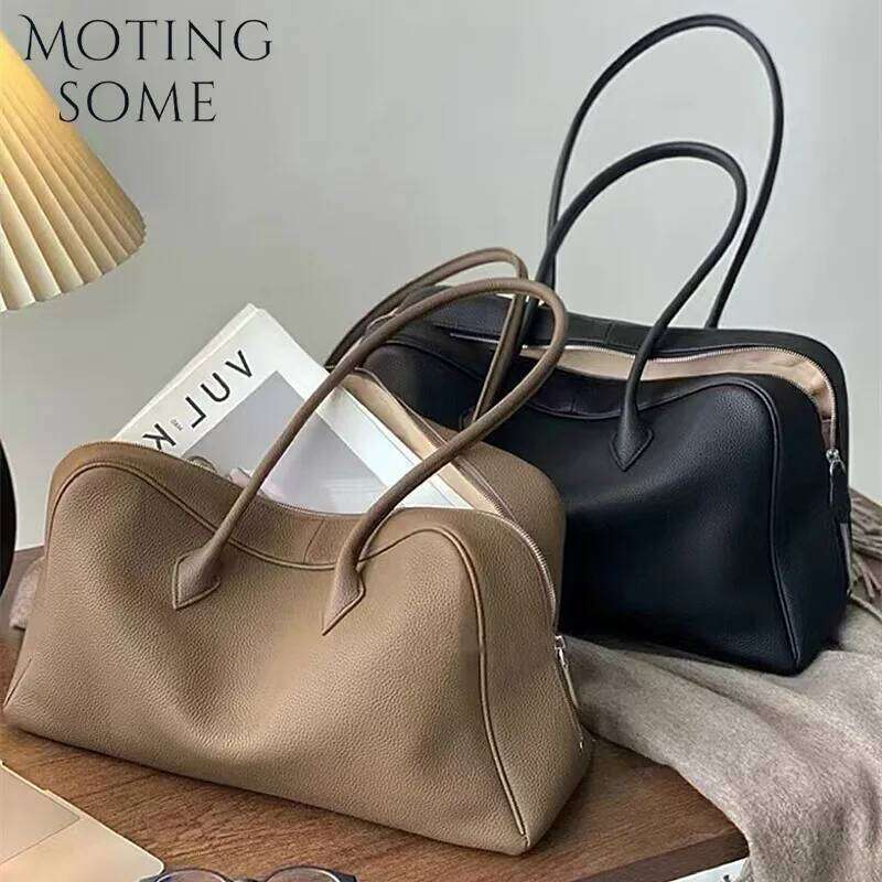 Motingsome First Layer Handbag for Women Togo Cowhide Niche Design Pillow Shoulder Bowling Bag Gunderarm Armpit Bags Boston