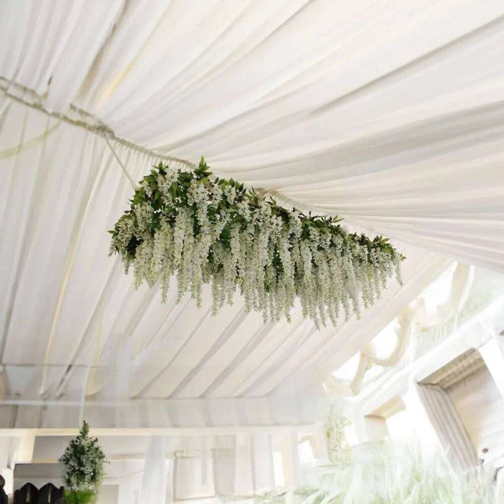 12pcs Artificial Flowers Wisteria Vine Fake Silk Hanging Flower for Wedding Party Garden Outdoor Greenery Home Wall Decor Y260130