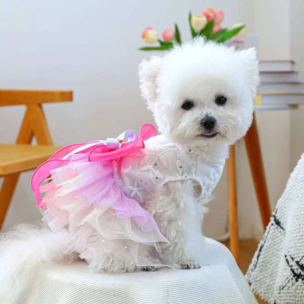 Pet's Dresses Girl Dog Costumes Doggie Apparel Lace Pet Wedding Skirt Summer Princess Cat Tutu Cute Elf Puppy H260130
