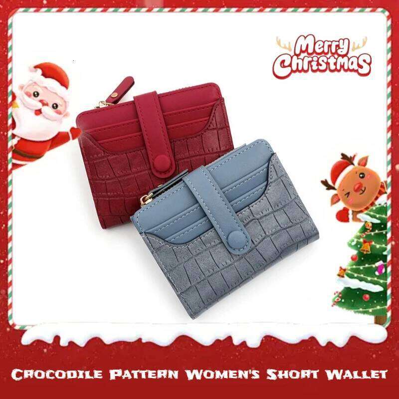 Crocodile Pattern Holder Women's Wallet Multi Color Snap Closure Mini Coin Purse Daily Commute Portable Slot Card Case Z260130