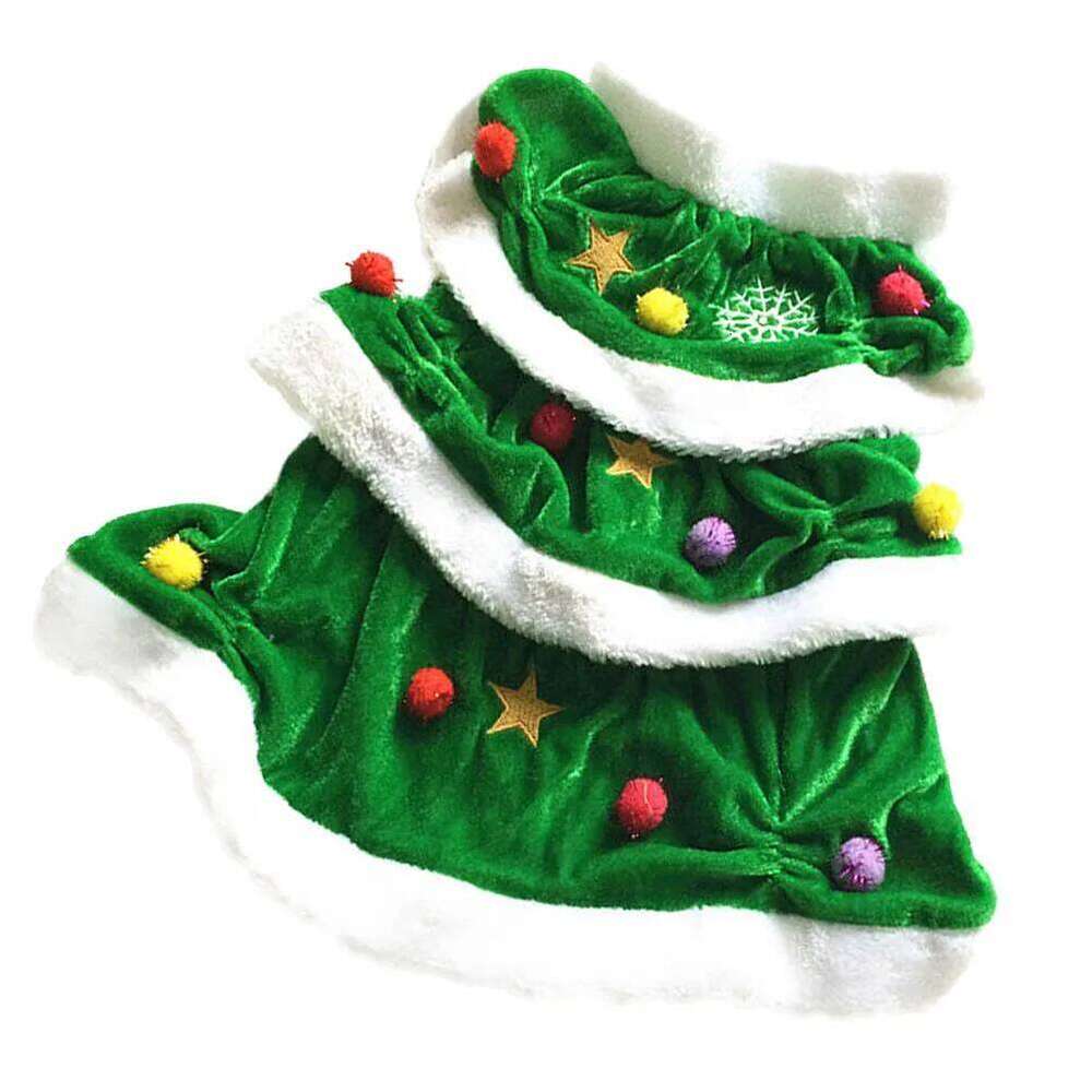 Tree Shaped Dog Costume Size S Green Comfortable Warm Hoodie Pet Dress for Christmas Festival Party H260129