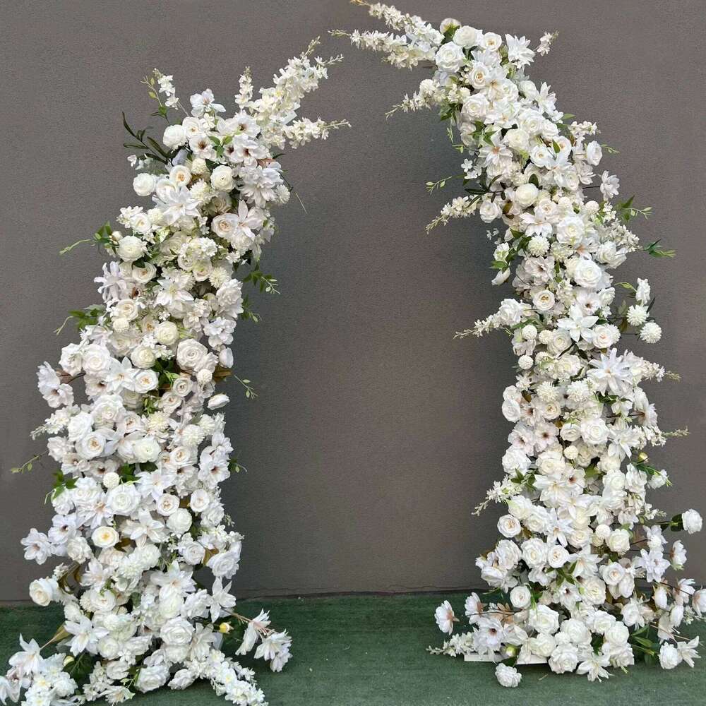 Trumpet Arch Artificial Flower Arrangement, Moon Shape, Wedding Background Props, Party Decoration, Luxury Y260130