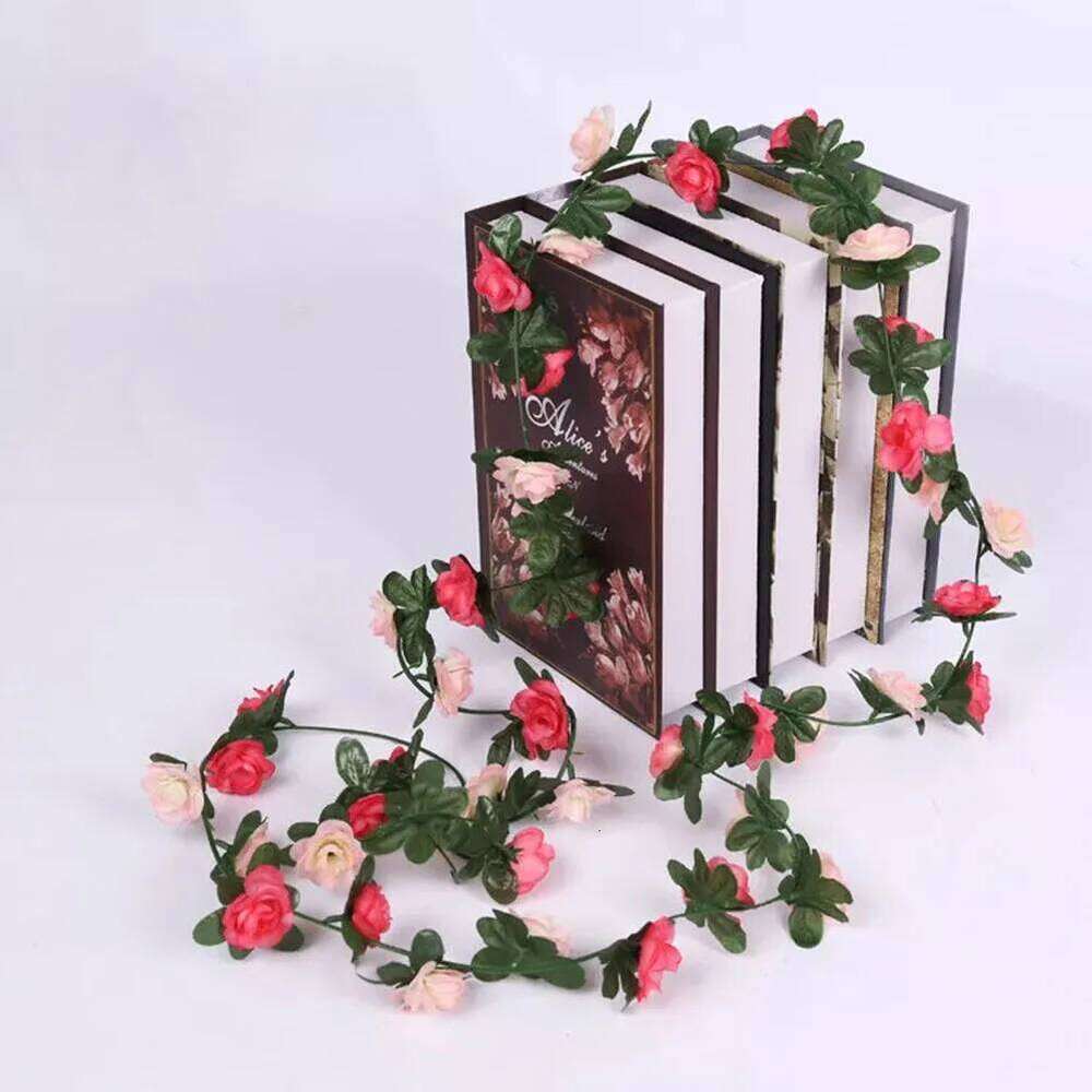 2.5m 45 Flowers Silk Rose Leaf Garland DIY Fake Plants Vine For Home Living Room Wedding Garden Arch Decoration Y260130