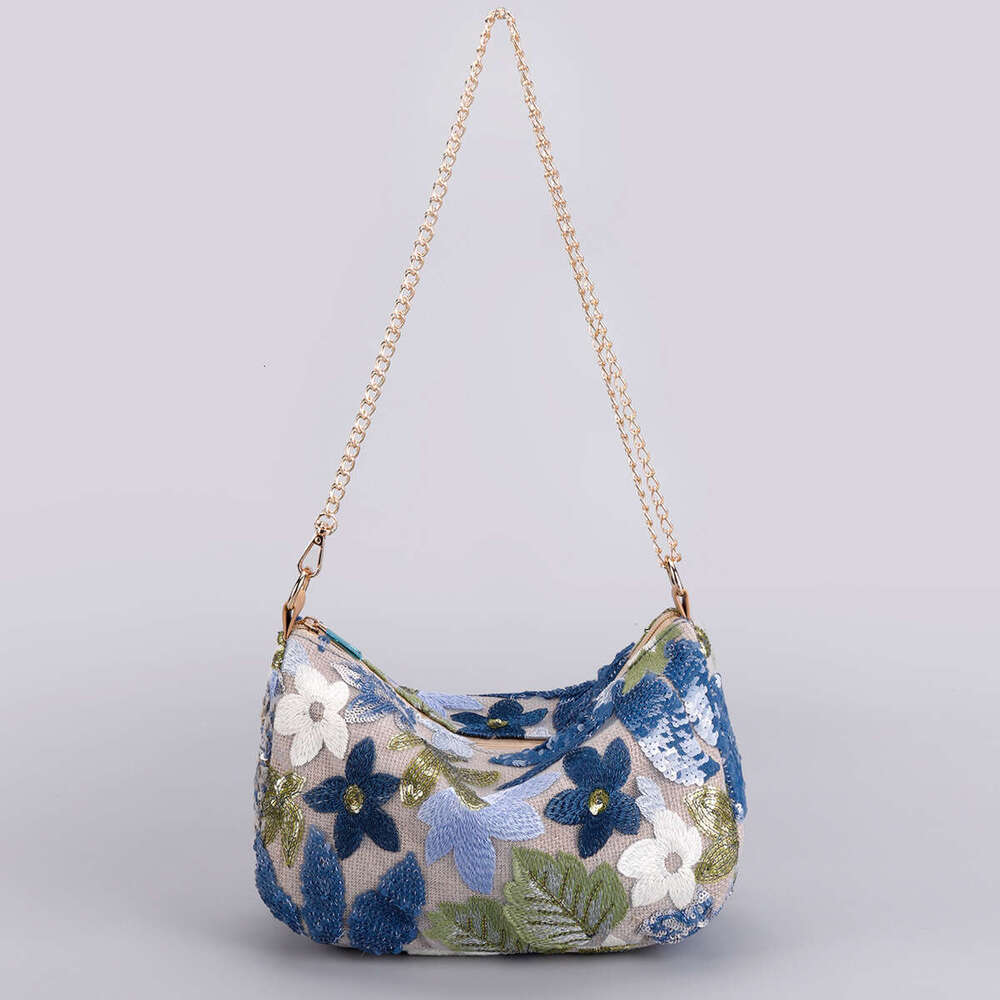 New Sequin Embroidery Floral Chain Shoulder Elegant Spring Summer Fashion Trendy Women's Crossbody Bag handbag