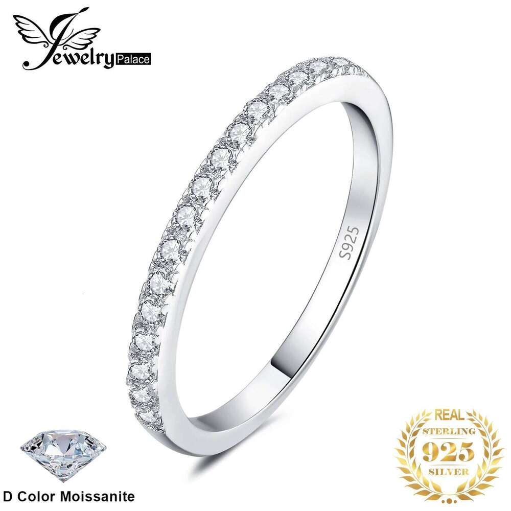 JewelryPalace Moissanite D Color Half Eternity 0.225ct 925 Sterling Silver Wedding Ring for Women Yellow Rose Gold Plated XJ260130