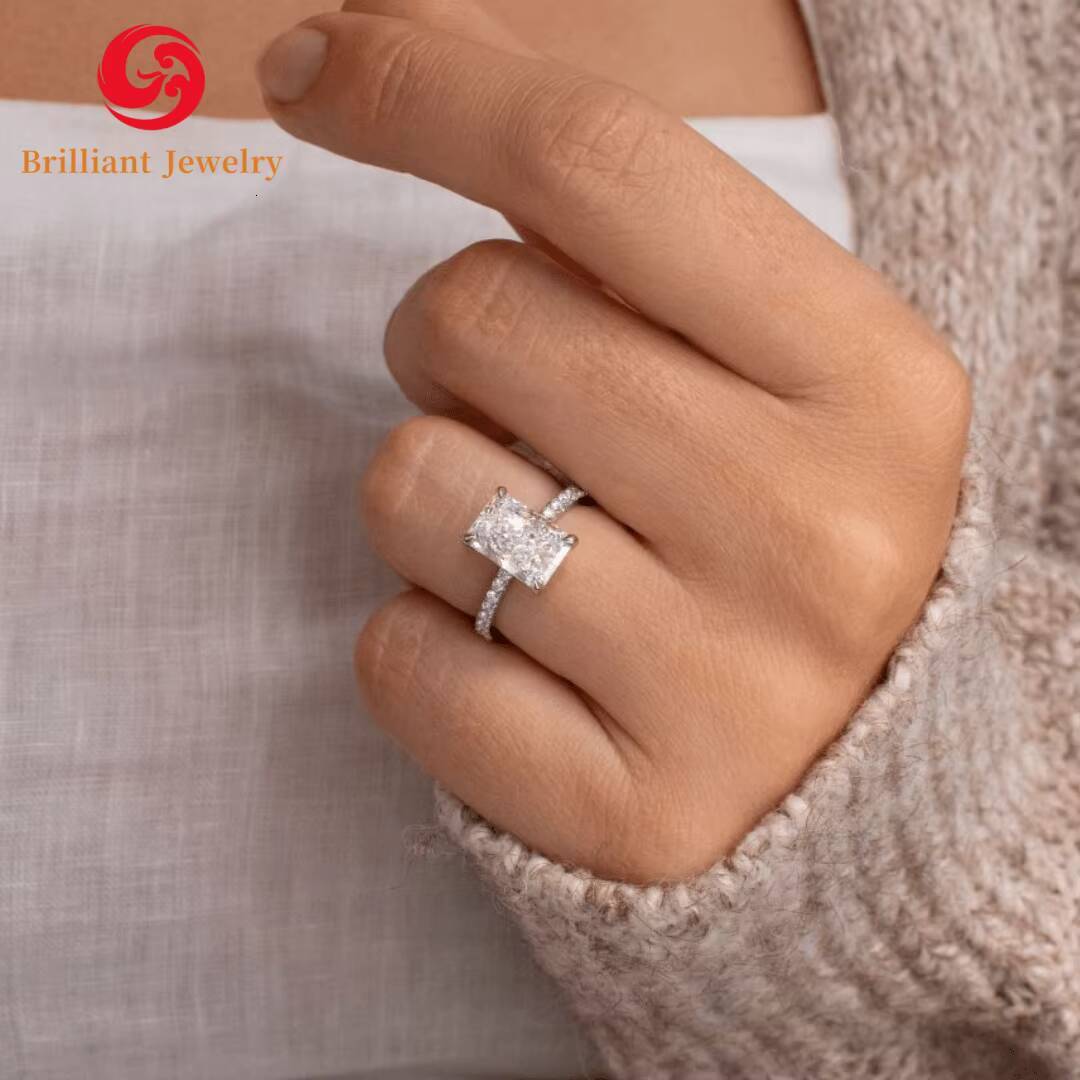 10k 14k 18k Gold Radiant Cut Pave Yellow Gold Engagement Rings 1CT 3CT 5CT GIA IGI Vvs Cvd Lab Grown Created Diamond Ring