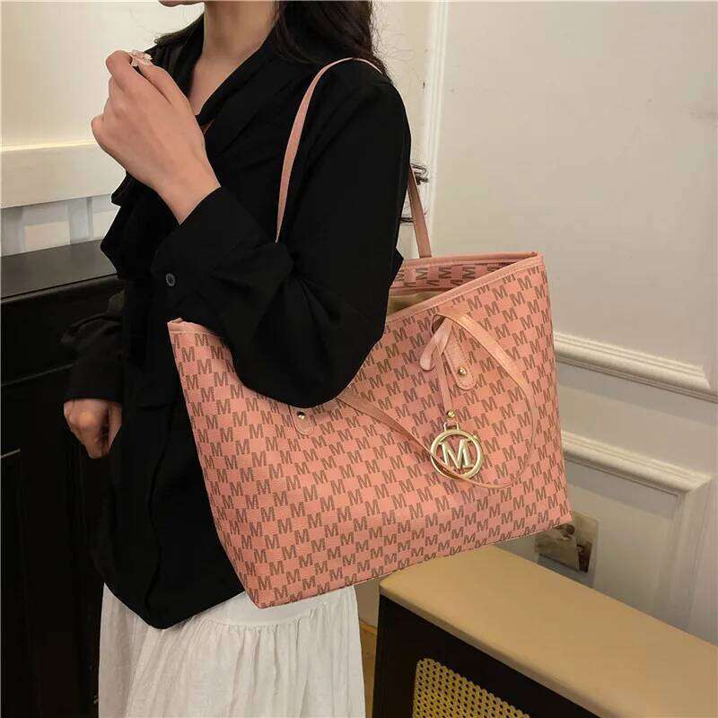 Large Capacity Commuting Tote Bags Fashionable Printed Pu Leather Handbag for Women College Students Class Handbags Shoulder Bag Z260130