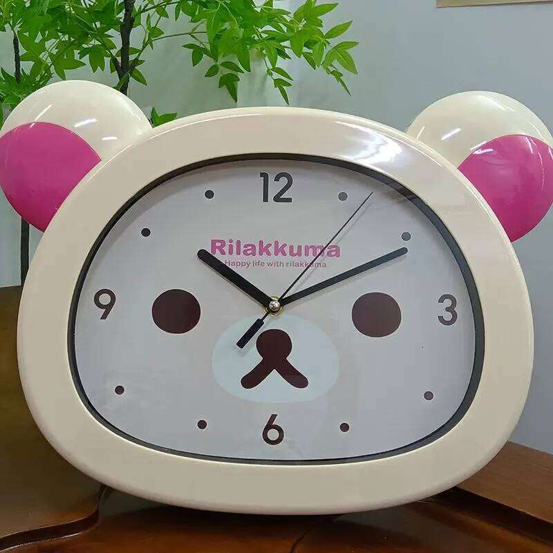 Rilakkuma Cute Cartoon Wall Alarm Silent Quartz Clock Hanging Standing Living Room Bedroom Sweeping Second W260130