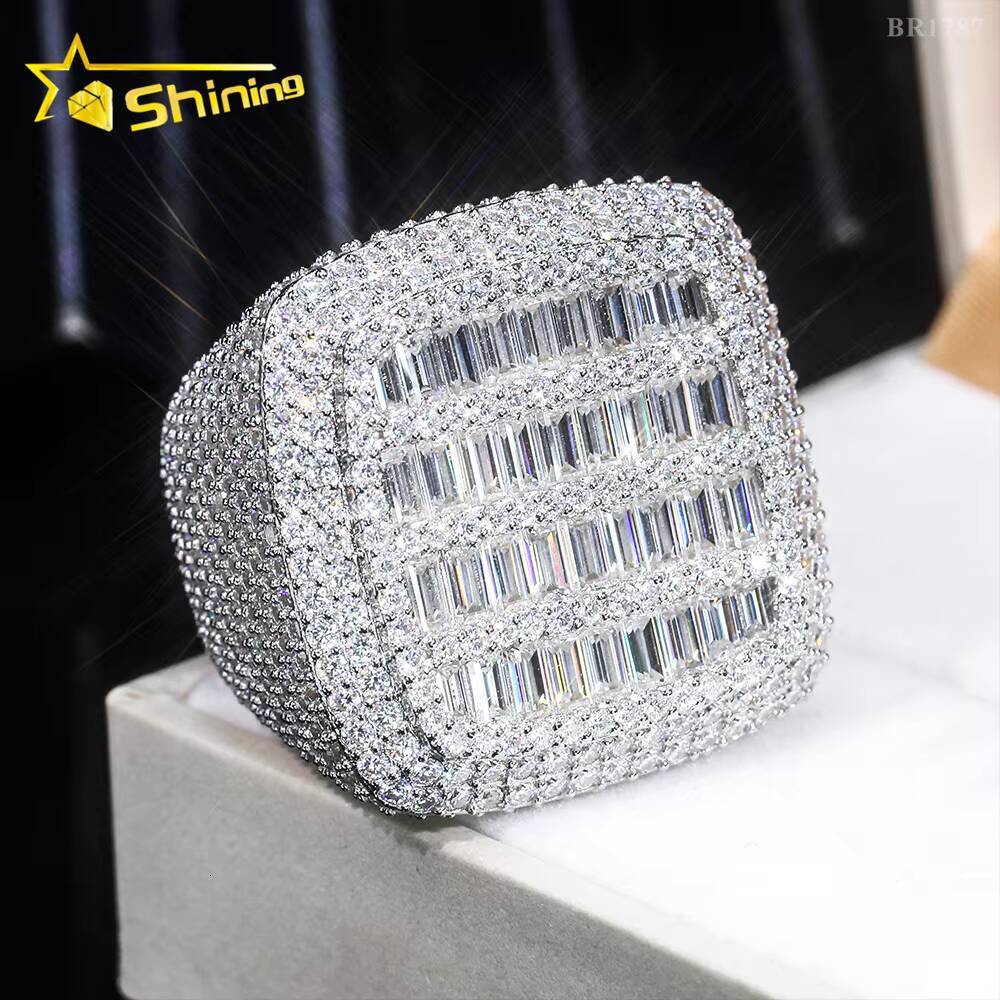 2026 Luxury Style Ready to Ship Lab Diamond Jewelry Custom Ring Silver 925 Vvs Moissanite Iced Out Hip Hop Jewelry Mens Ring