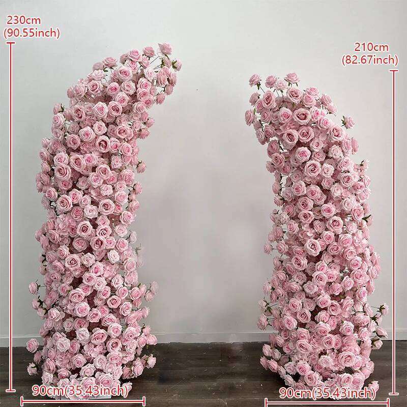 Pink White Rose Hyacinth Floral Arrangement Decor ox Horn Arch Frame Wedding Backdrop Props Banquet Party Event Stage show prop W260130