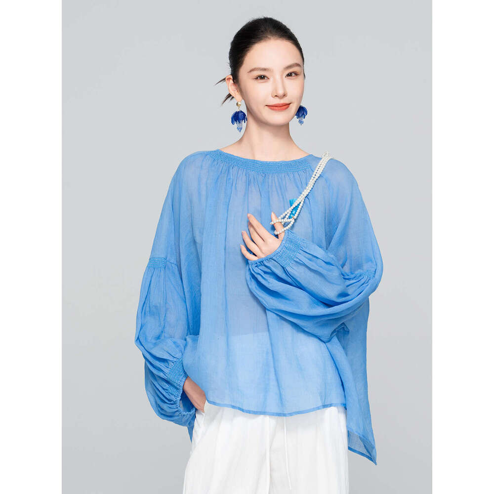 Zhihetang New Chinese Style Linen Artistic Loose Plus Size Women's Top Autumn Casual Shirt LEEGO LENS