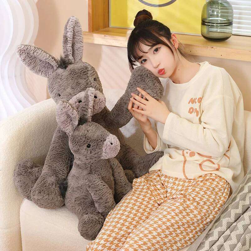 23/40/60CM Cute Burro Peluche Toys Lovely Grey Donkey Plush Dolls Stuffed Soft Animal for Baby Infant Birthday Room Decor Gifts Y260128