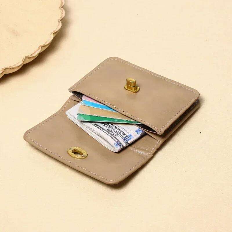 New Solid Color Women Wallet Multi Layer Slot Purse Card Holder Photo Coin Storage Organizer Fashion Leather Bag Z260130