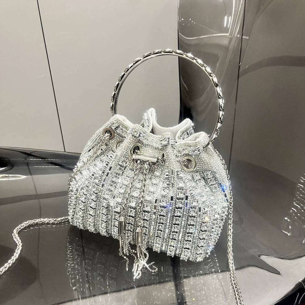 OLOEY Luxury creativity Purses And Handbags Bags For Women Bucket Clutch Purse Evening Banquet Crystal Rhinestone Shoulder Bag
