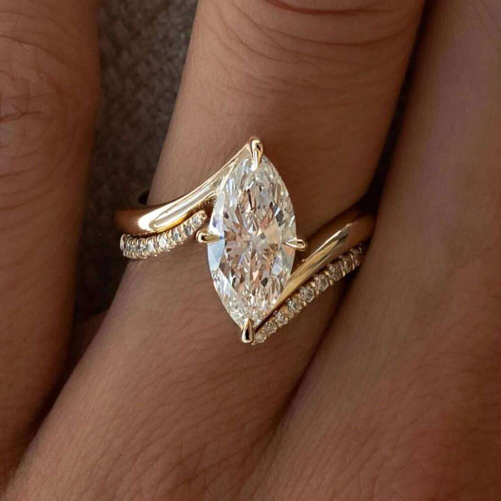 2PC 3CT Marquise Moissanite Bridal Wedding Set, S925 Sterling 925 Silver Anniversary Stackable Rings Fine jewelry XJ260130