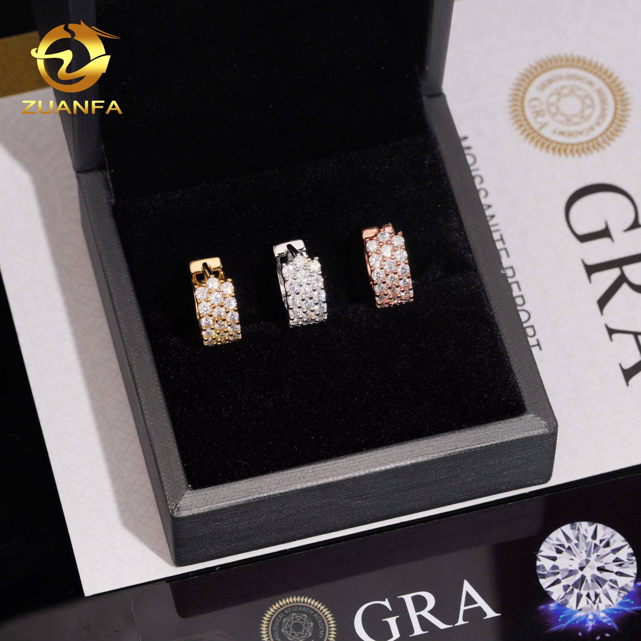 Iced Out Hoop Pass Diamond Tester Jewelry Earrings Moissanite Diamond Silver 925 VVS Moissanite Iced Out Hoop Earrings for Women