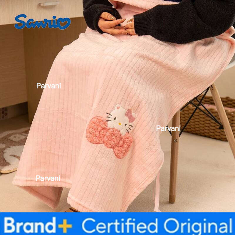 Sanrio Cute Kuromi My Melody Travel Nap Flannel Cinnamoroll Hello Kitty Warm Leg Blanket Bedroom Office Girl Child H260130