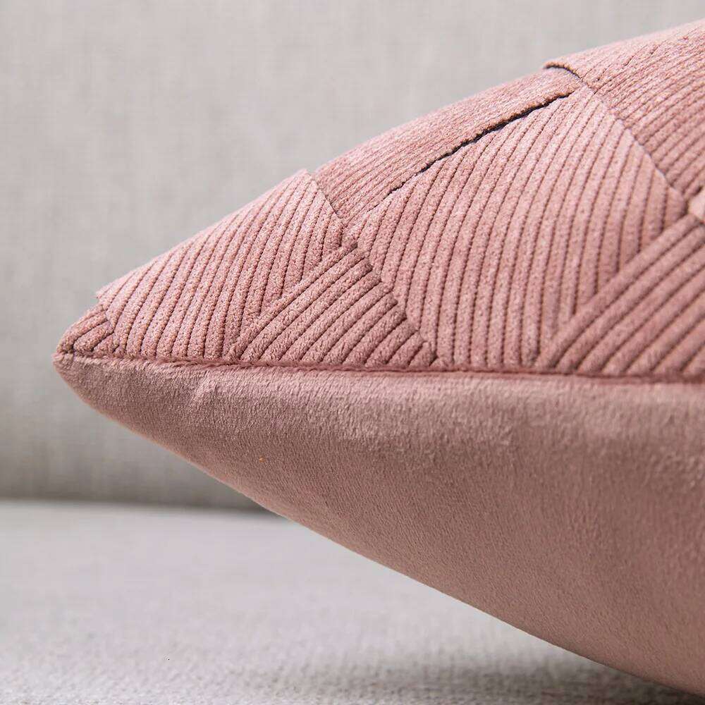 Nordic Plaid Woven Cover Corduroy Oblique Line Hand-woven Pillowcase Pink Green Light Luxury Sofa Decor Cushion Covers