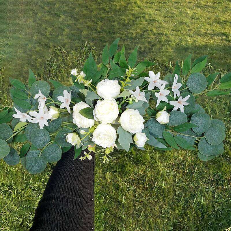 1PC Artificial Arch Flowers Boho Red Rose Eucalyptus Garland Drapes Home Decoration Wedding Decorations Welcome Sign W260130