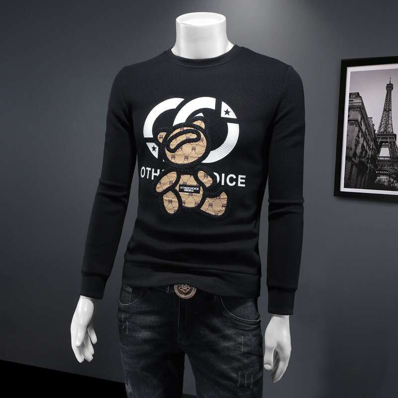 25 Autumn Winter New Casual Fashion Round Neck Pullover Embroidered Base Shirt Youth Men's Sweatshirt