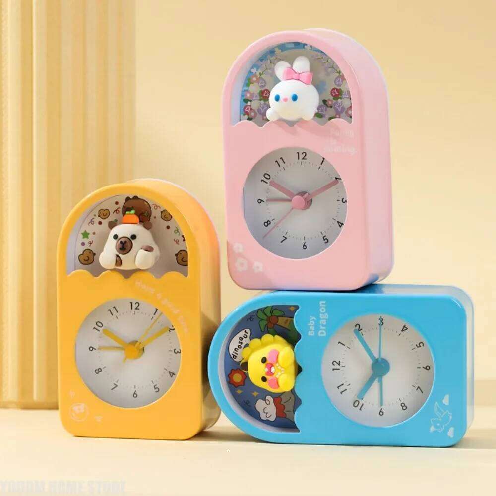 Ins Style Adorable Desk Mini Cartoon Characters, Silent, Sports-Style Anti-Wear & Shockproof Shell, Kids Alarm Clock W260130