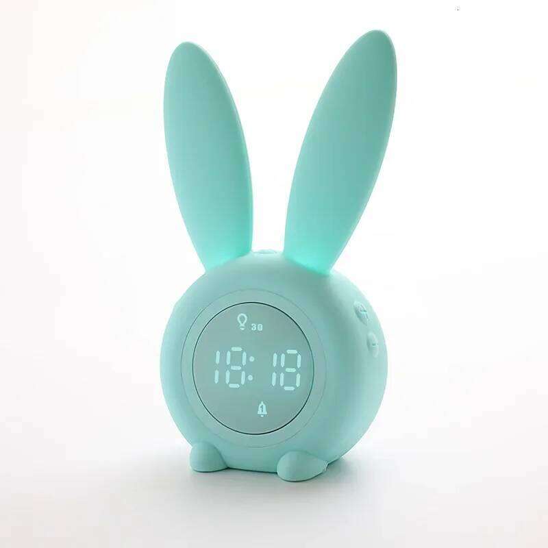 Cartoon Cute Rabbit Timer Intelligent Sensor LED Night Light Charging Student Silent Alarm Clock W260130