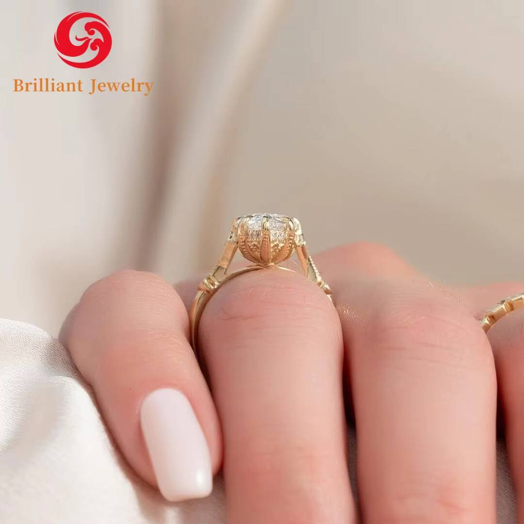 Custom IGI Certified CVD HPHT 14K 18K Solid Gold Pear Cut Lab Grown Diamond Ring Luxury Wedding Engagement Diamond Ring