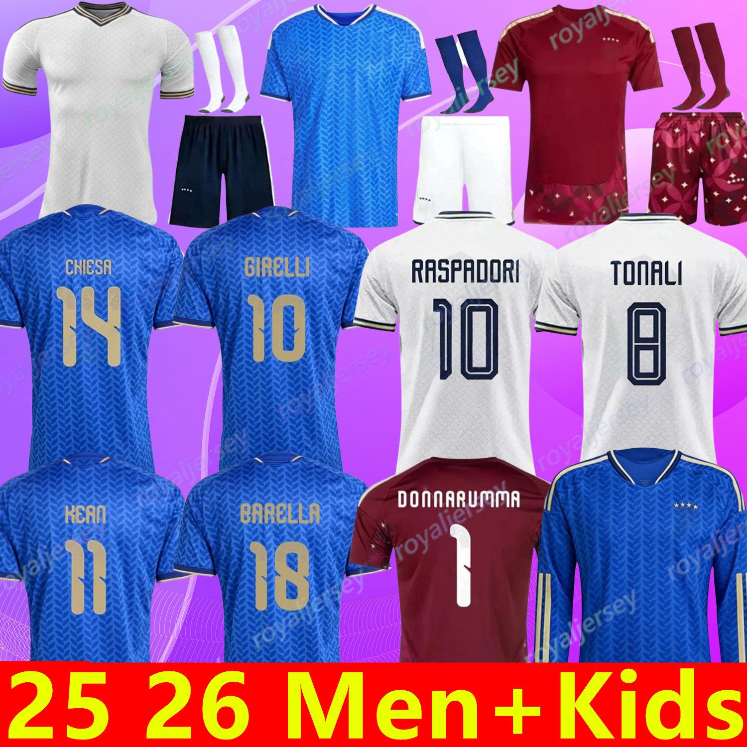 Italy Jersey 2026 World Cup italia Soccer Jerseys Football Shirts 2026 2027 Away Home DI LORENZO RETEGUI BARELLA FRATTESI PELLEGRINI DIMARCO GOALKEEPER Kids kit top