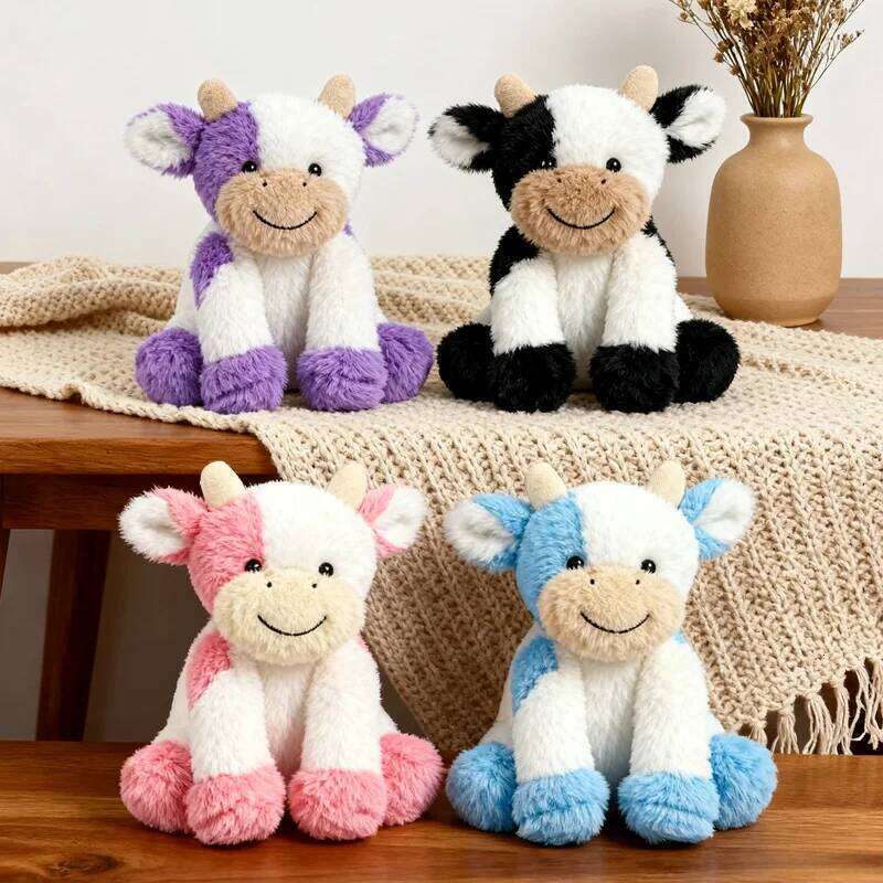 Sitting Cow Plush Toys Super Soft Skin-friendly Sleep Companion Interesting Realistic Animal Doll Birthday Gifts For Friend Y260128