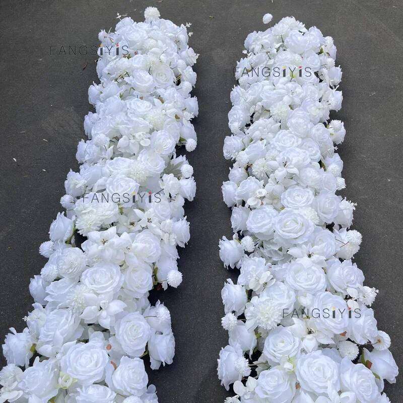 5D Brand new silk Rose Flower Arrangement Outdoor Wedding Backdrop Table Sofa Runner flower row activity party Decor Props W260130