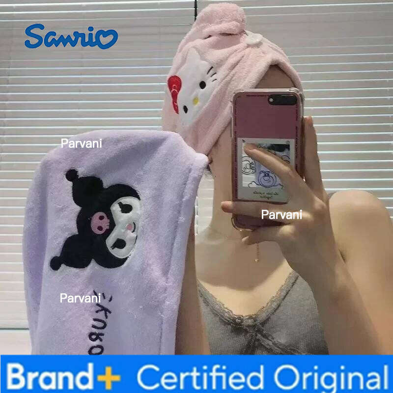 Sanrio Hello Kitty Cartoon Bath Dry Cap Girl Kuromi Anime Wipe Super Absorbent Quick-Drying Towel Hair Hat H2601301