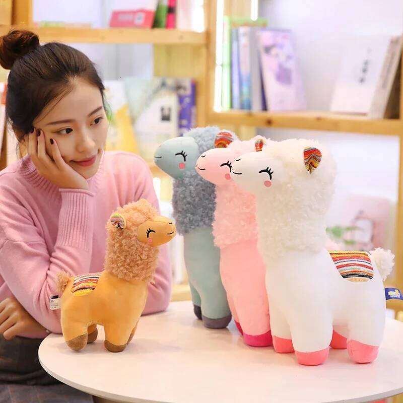 25cm Smile Alpaca Llama Plush Animals Toy Cute Stuffed Doll Household Throw Pillows Home Decoration Kids Toys Birthday Gifts Y260128