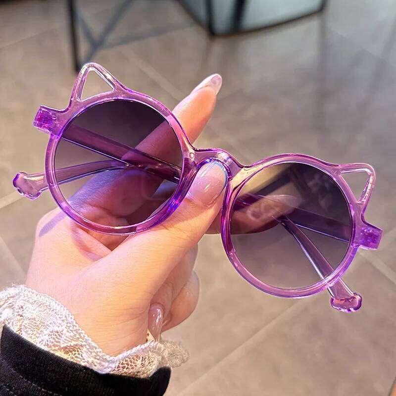 Girls Boys Cute Animal Cartoon Ears Outdoor Sun Children Lovely Vintage Sunglasses Protection Classic Kids H260130
