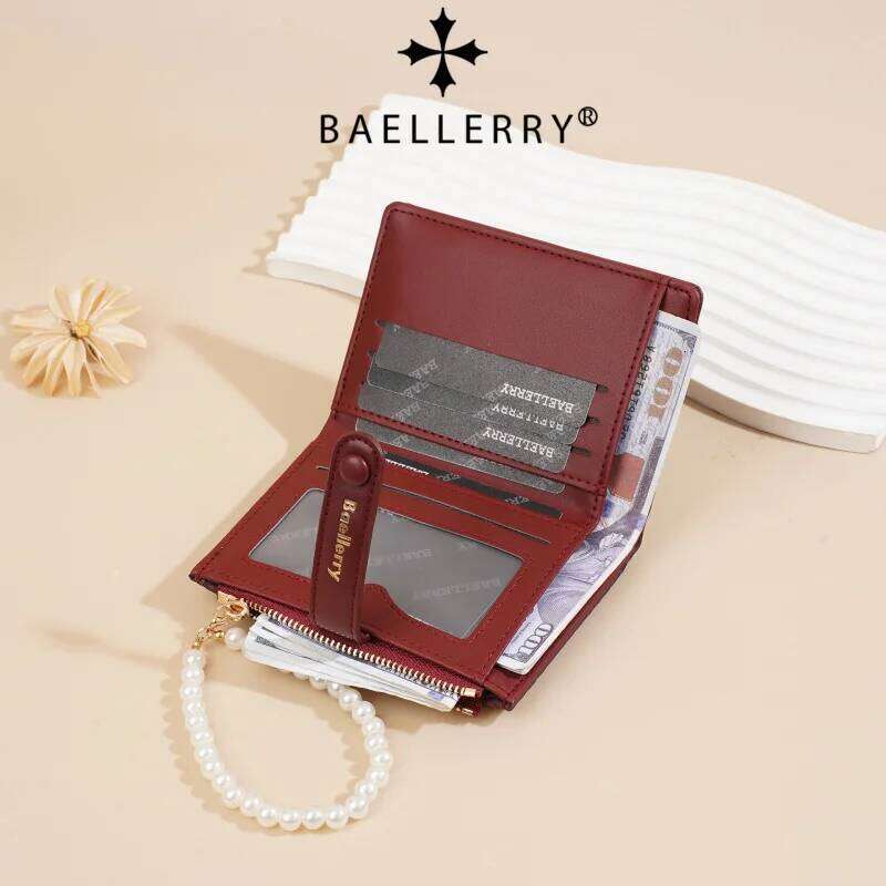 Chic Women Wallet High Class Ins Trendy Student Color Block Pearl Chain Purse Z260130