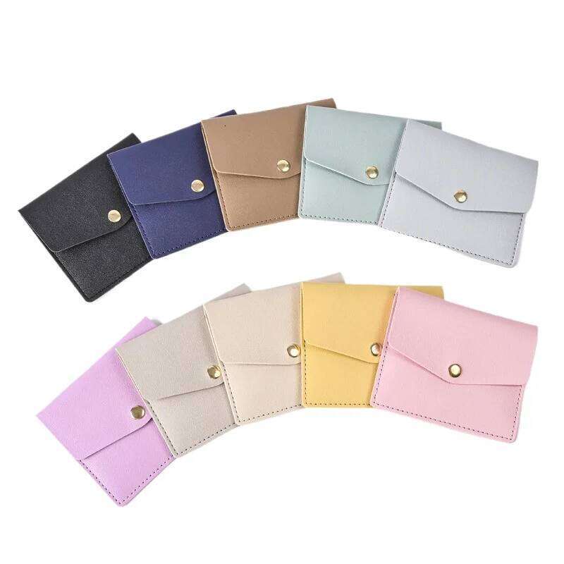 Macaron Color Ultra-thin Hasp PU Leather Sleeve Multi Slot Cards Bag Id Badge Holder Unisex Z260130