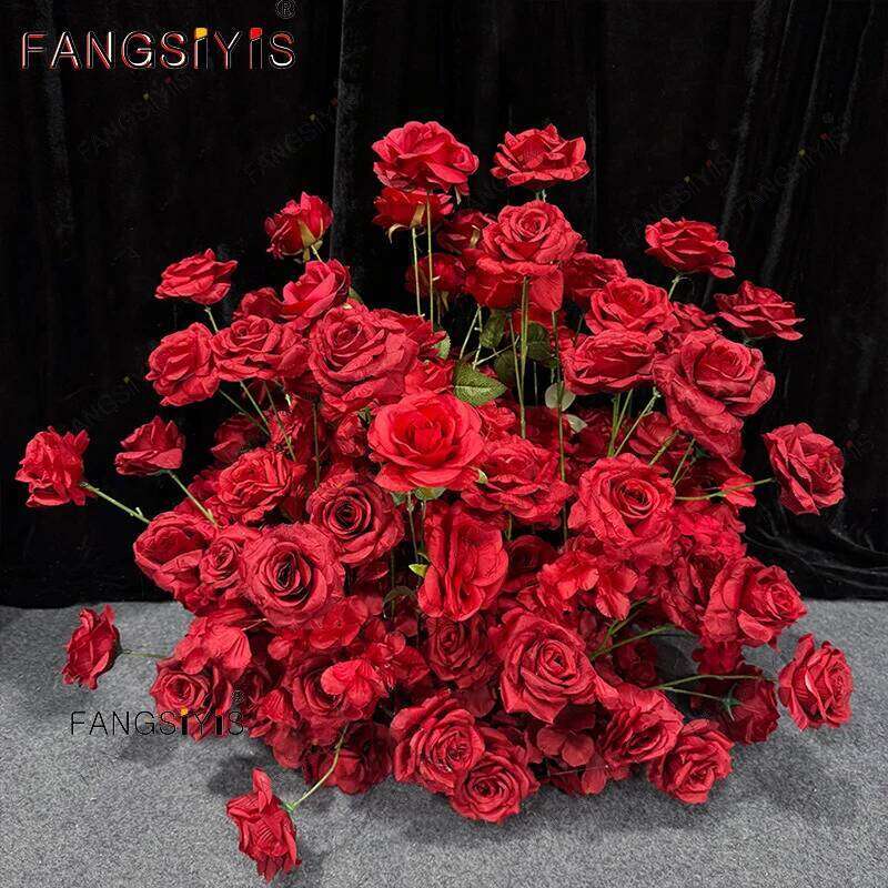 Romantic Artificial Flower Red Rose Wedding Table Centerpiece Ball Event Party Stage Road Lead Floral Window Display W260130