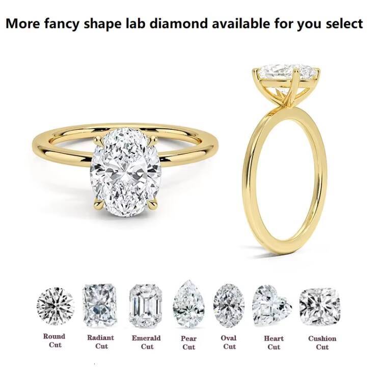 1CT DEF VS VVS IGI Oval HPHT CVD 9K 10K 14K White Rose Yellow Gold Lab Grown Diamond Rings
