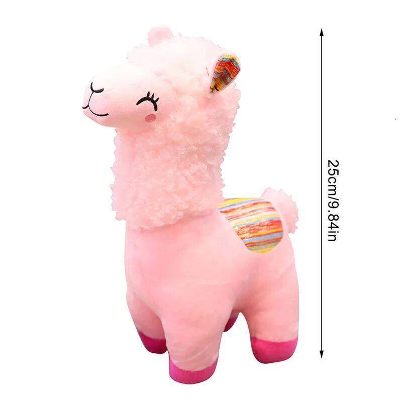 25cm Smile Alpaca Llama Plush Animals Toy Cute Stuffed Doll Household Throw Pillows Home Decoration Kids Toys Birthday Gifts Y260128