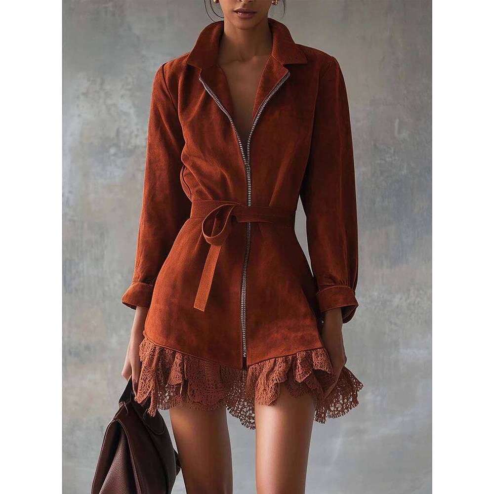 2026 Autumn Women's Long Sleeve Casual Style Polyester Material New Fashionable Half High Collar Zipper Coat XJ260130