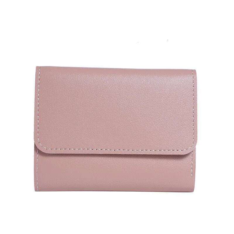 Trendy Short Women's Student Ticket Clip Multi Functional Card Bag Change Triple Fold Ultra Thin Smooth Surface Wallet Z260130